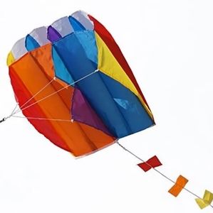 Colorful Parafoil Kite with Long Tail Easy to Fly Outdoor Fun Sports for Kids